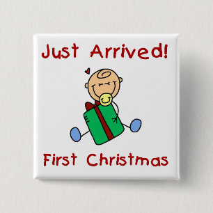 Holiday Baby Boy Just Arrived Tshirts and Gifts 2 Inch Square Button