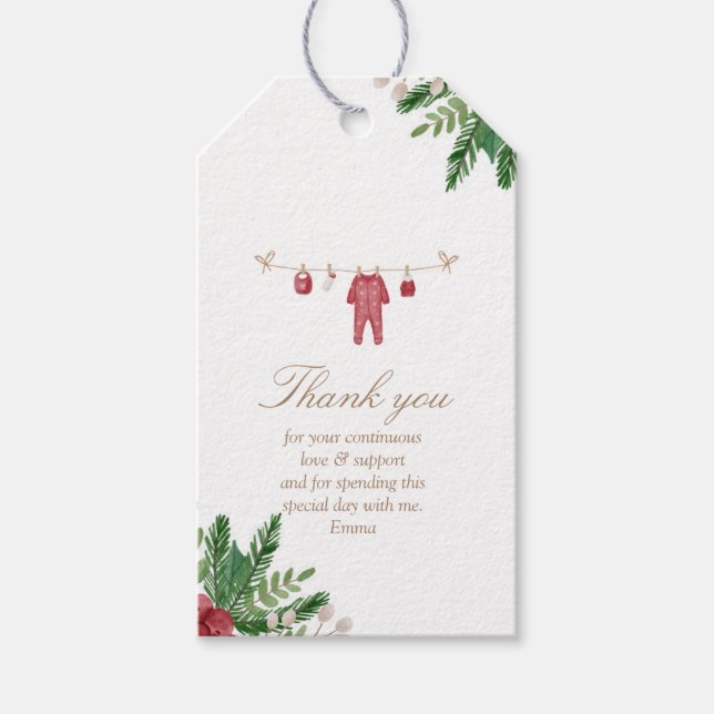 Holiday Baby Boy Shower Favour Tag (Rectangle) (Front)