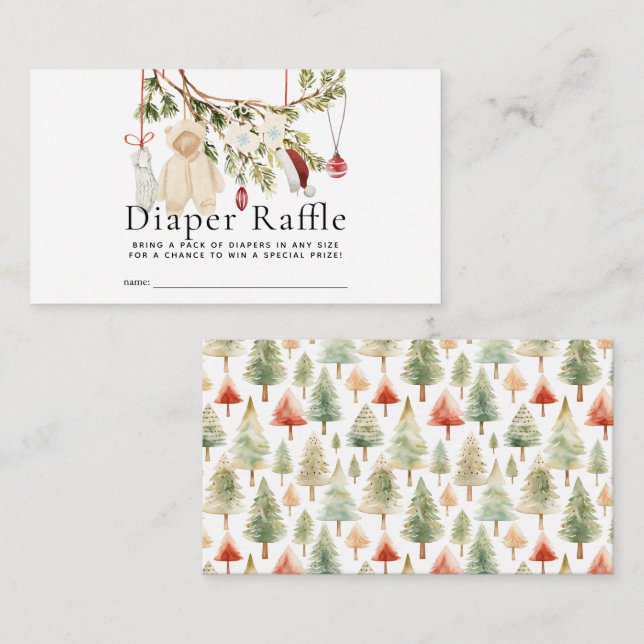 Holiday Baby Clothes Laundry Diaper Raffle Ticket Enclosure Card (Front/Back)
