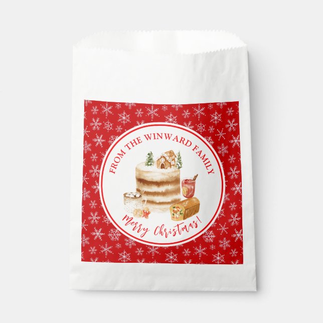 Holiday Baking Christmas Cake Favour Bag (Front)