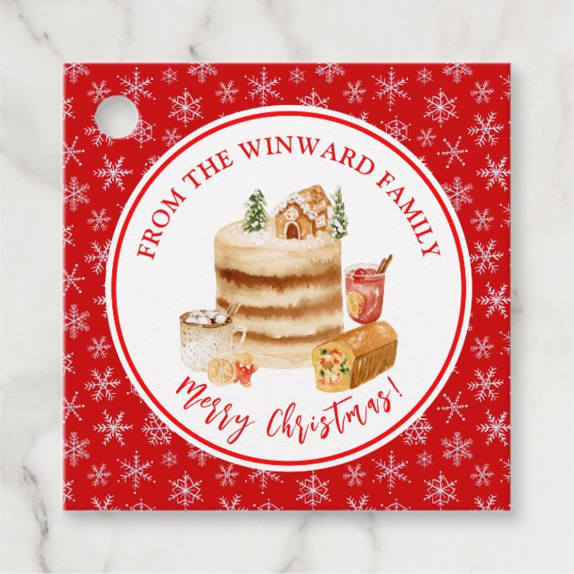 Holiday Baking Christmas Cake Favour Tags (Front)