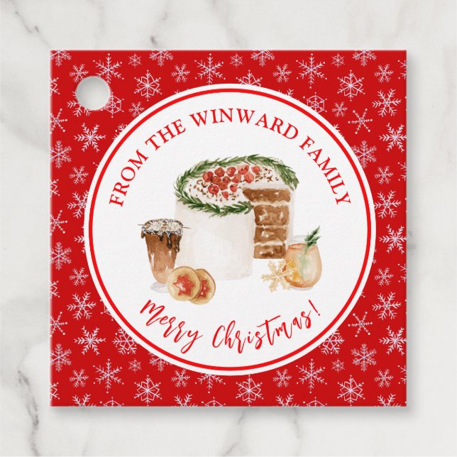 Holiday Baking Christmas Cake Favour Tags (Front)