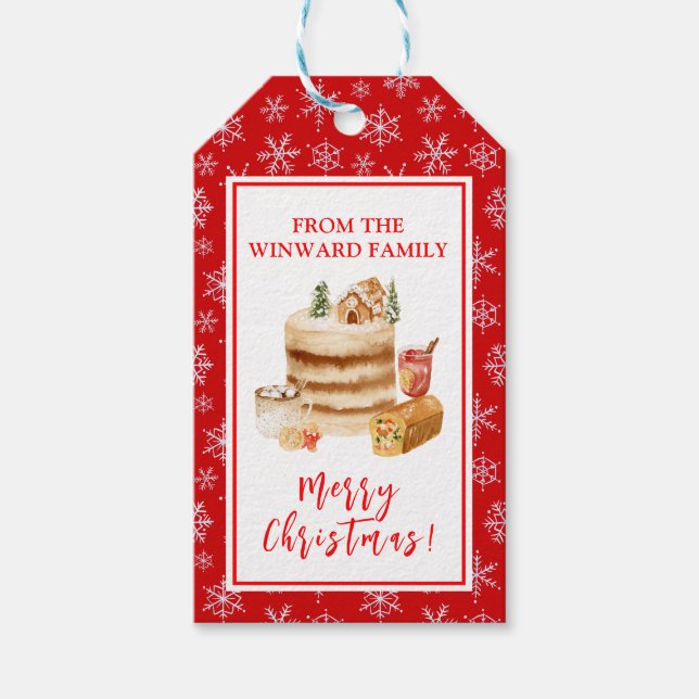 Holiday Baking Christmas Cake Gift Tags (Front)