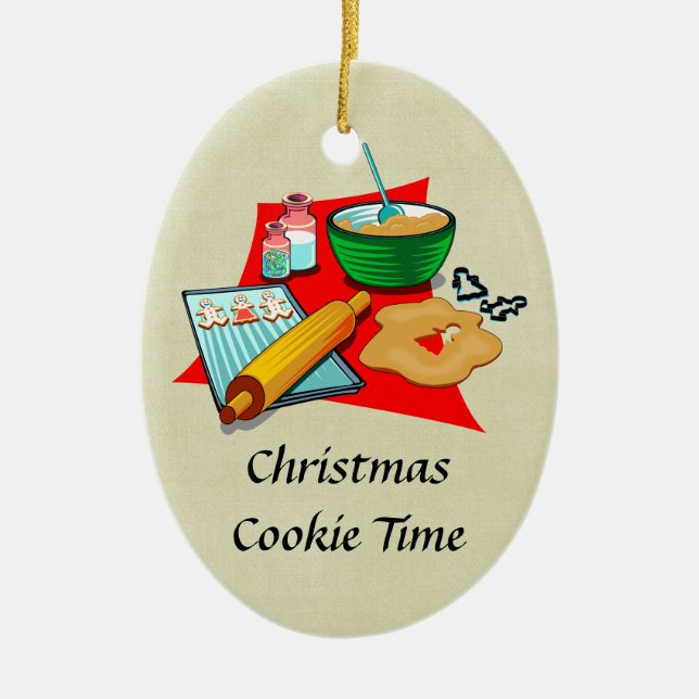 Holiday Baking Christmas Cookies Ingredients Baker Ceramic Ornament (Front)