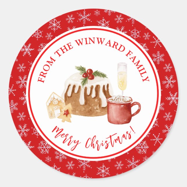 Holiday Baking Christmas Pudding Classic Round Sticker (Front)