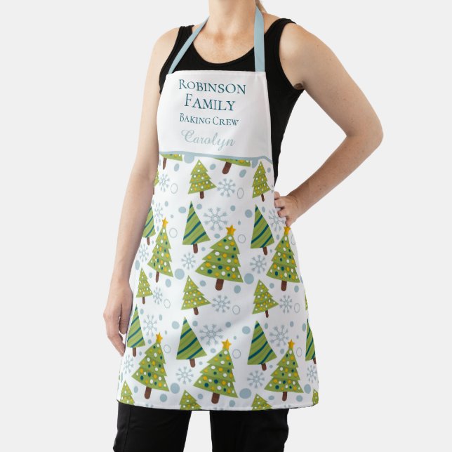 Holiday Baking Crew Christmas Trees Custom Name Apron (Insitu)