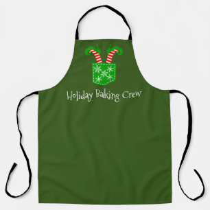 Holiday Baking Crew Funny Elf Shoes Apron