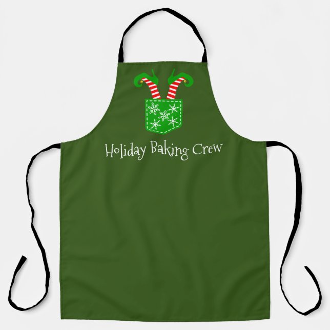Holiday Baking Crew Funny Elf Shoes Apron (Front)