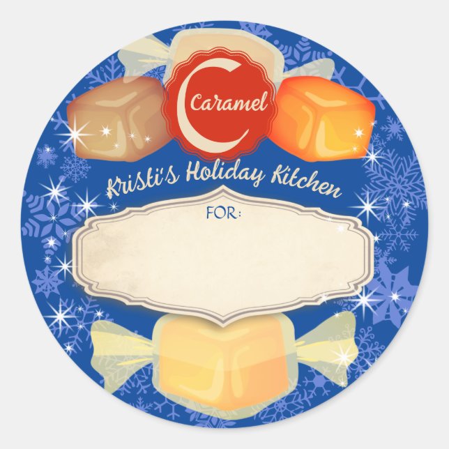Holiday baking homemade caramels Christmas Classic Classic Round Sticker (Front)