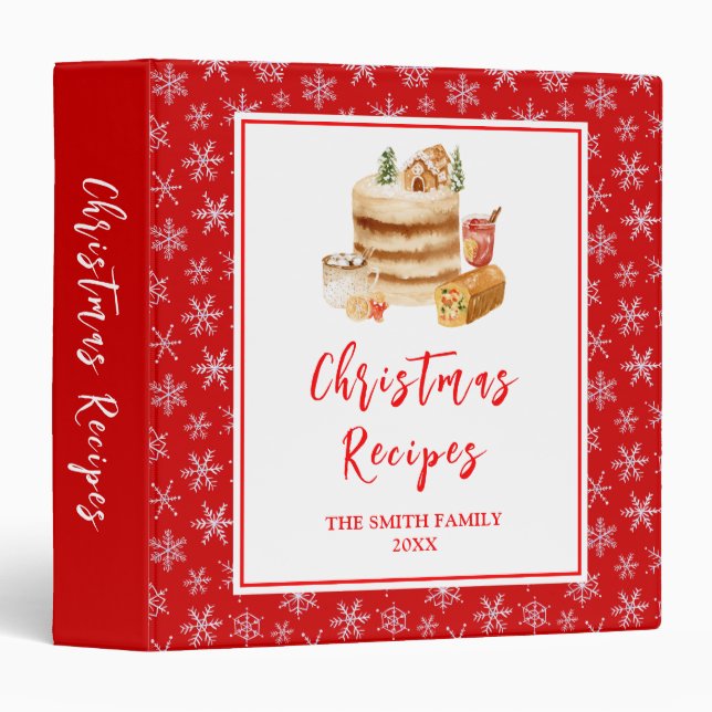 Holiday Baking Recipes Christmas Cake Binder (Front/Spine)