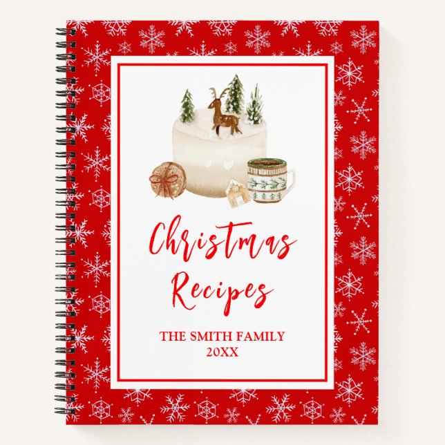 Holiday Baking Recipes Christmas Cake Notebook (Front)