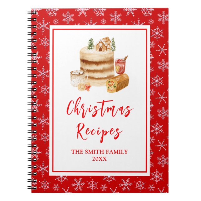 Holiday Baking Recipes Christmas Cake Notebook (Front)