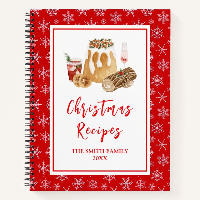 Holiday Baking Recipes Christmas Pudding Notebook (Front)