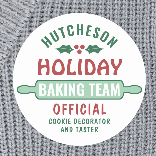 Holiday Baking Team Christmas Cookie Party Cute Classic Round Sticker (Creator Uploaded)