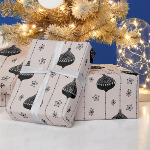 Holiday Baubles Modern Contemporary Christmas  Wrapping Paper