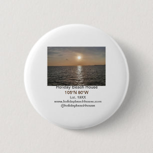 Holiday beach ocean house longitude latitude est. 2 inch round button