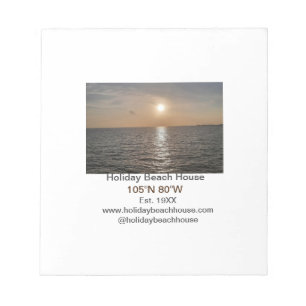 Holiday beach ocean house longitude latitude est.  notepad