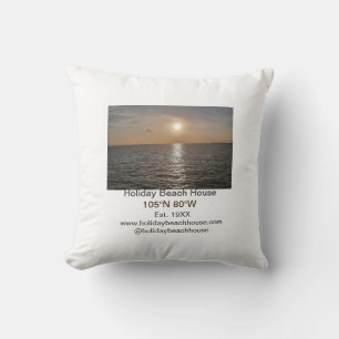 Holiday beach ocean house longitude latitude est.  throw pillow