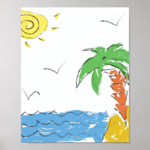 Holiday beach with palm tree baby poster