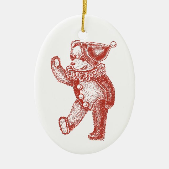 Holiday Bear Ceramic Ornament (Front)