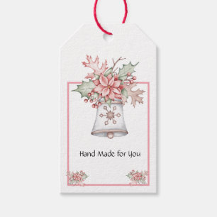 Holiday Bell With Poinsettia Custom Gift Tags