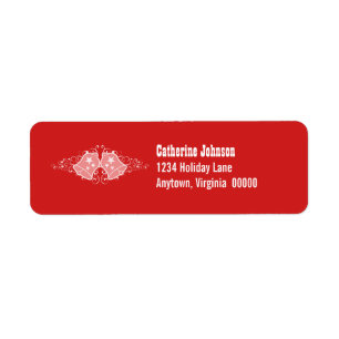 Holiday Bells and Swirls Address Labels, Red