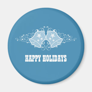 Holiday Bells and Swirls Magnet, Blue Magnet