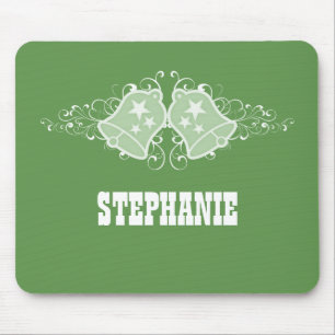 Holiday Bells and Swirls Mousepad, Green Mouse Pad