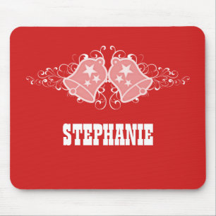 Holiday Bells and Swirls Mousepad, Red Mouse Pad