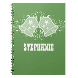 Holiday Bells and Swirls Notebook, Green Notebook