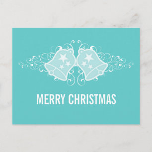 Holiday Bells and Swirls Postcard, Aqua Postcard