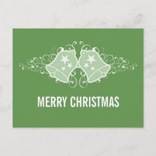 Holiday Bells and Swirls Postcard, Green Postcard