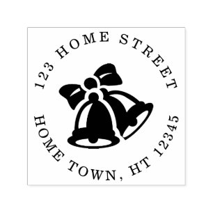 Holiday Bells Circular Return Address Self-inking Stamp