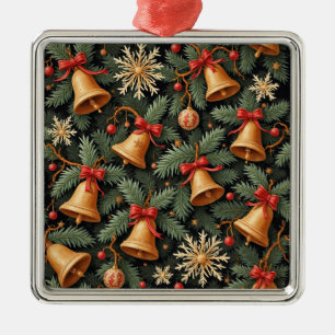 Holiday Bells, Decorative Christmas Pattern, Metal Ornament
