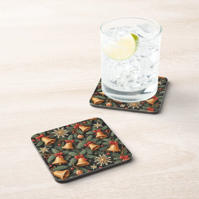 Holiday Bells, decorative pattern. Coaster (Right Side)