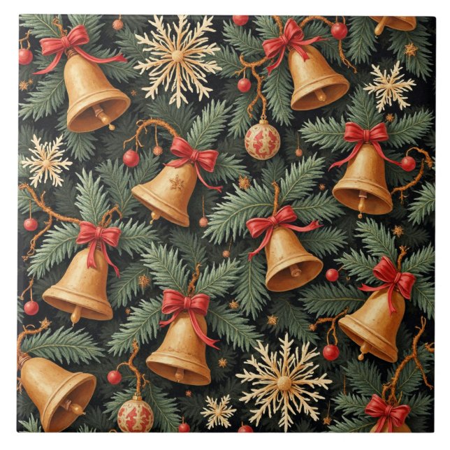 Holiday Bells, decorative pattern. Tile (Front)