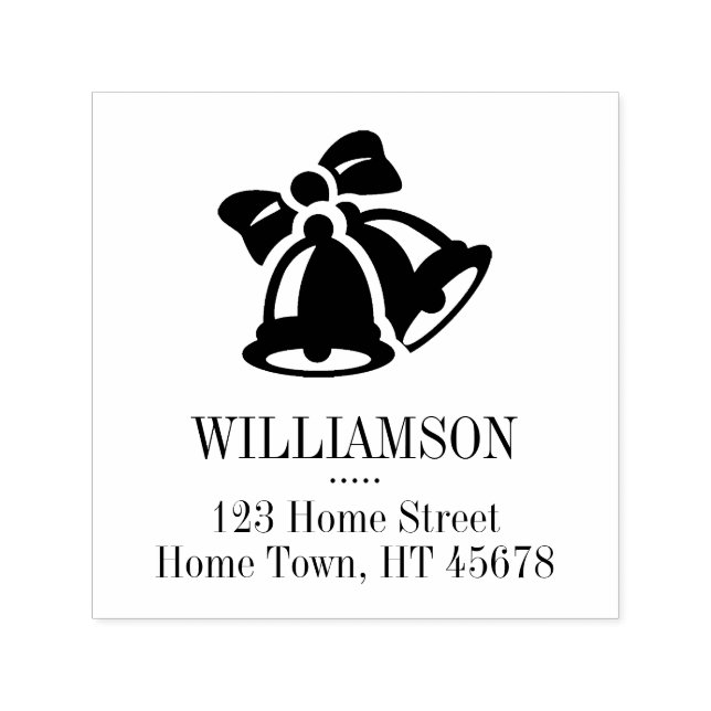 Holiday Bells Square Return Address Self-inking Stamp (Design)
