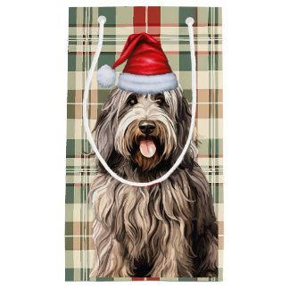 Holiday Bergamasco Dog Fun Plaid Christmas Small Gift Bag