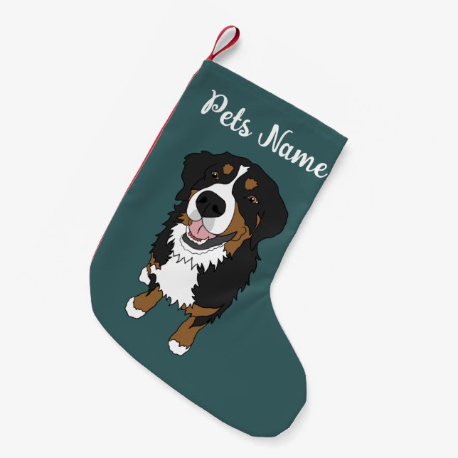 Holiday Bernese Mountain Dog Small Christmas Stocking (Front (Hanging))