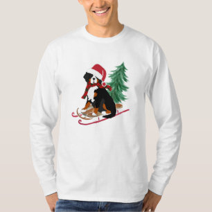 Holiday Bernese Mt Dog Christmas Sled T-Shirt