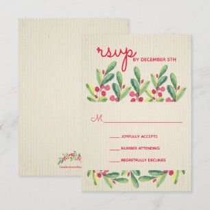 Holiday Berries Greenery Christmas Party RSVP Card