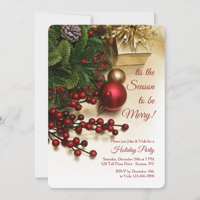 Holiday Berries Party Invitation (Front)