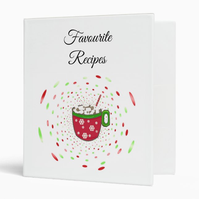 Holiday Beverage with Swirls Favourite Recipes Binder (Front/Inside)