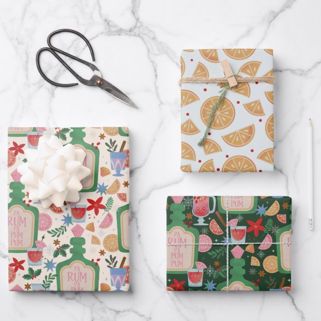 Holiday Beverages Wrapping Paper Sheet (Front)