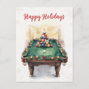 Holiday Billiard player Christmas Cards