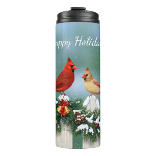Holiday Birds & Christmas Garland Thermal Tumbler