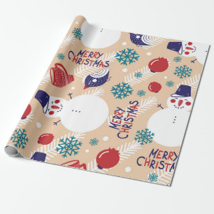 Holiday Birds & Snowman Wrapping Paper