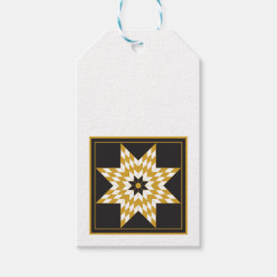 Holiday Black and Gold Star Celebration Gift Tag