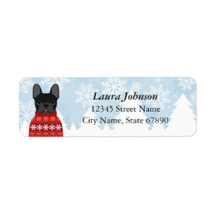 Holiday Black French Bulldog Address Labels