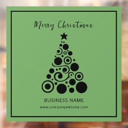 Holiday Black on Green Christmas Tree Decoration Window Cling
